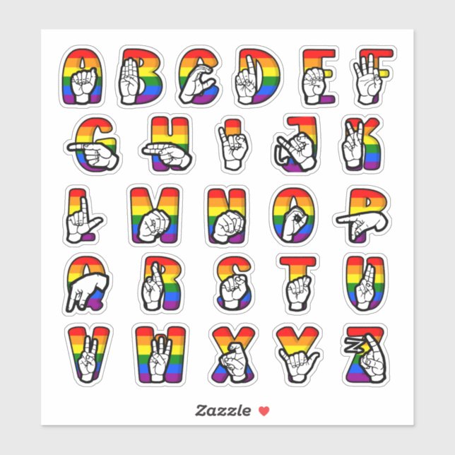 ASL Pride Alphabet Aufkleber (Blatt)
