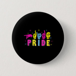 Asl Pride Pan Rainbow Sign Language Deaf Awareness Button