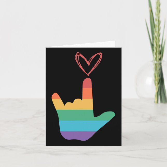 Asl Rainbow Liebe Symbol Deaf Karte (Vorderseite)
