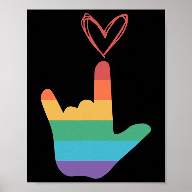 ASL Rainbow Liebe Symbol Deaf Poster (Vorne)