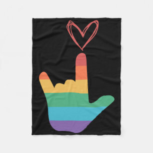 Asl Regenbogen-Liebe-Symbol Gehörlos Fleecedecke