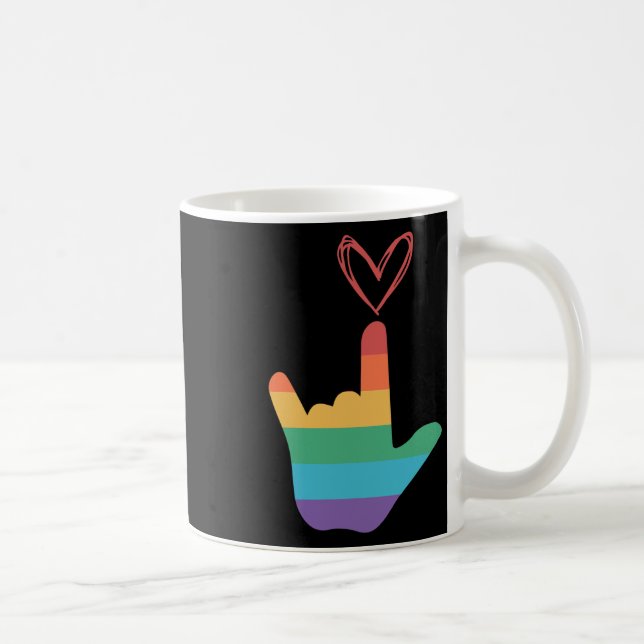 Asl Regenbogen-Liebe-Symbol Gehörlos Kaffeetasse (Rechts)