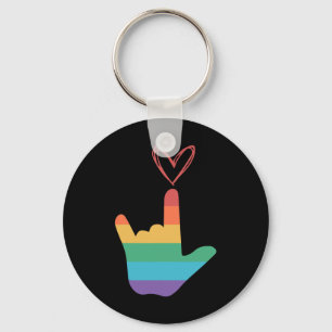 Asl Regenbogen-Liebe-Symbol Gehörlos Schlüsselanhänger