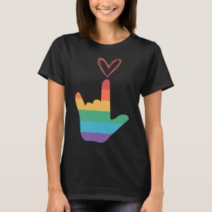 Asl Regenbogen-Liebe-Symbol Gehörlos T-Shirt