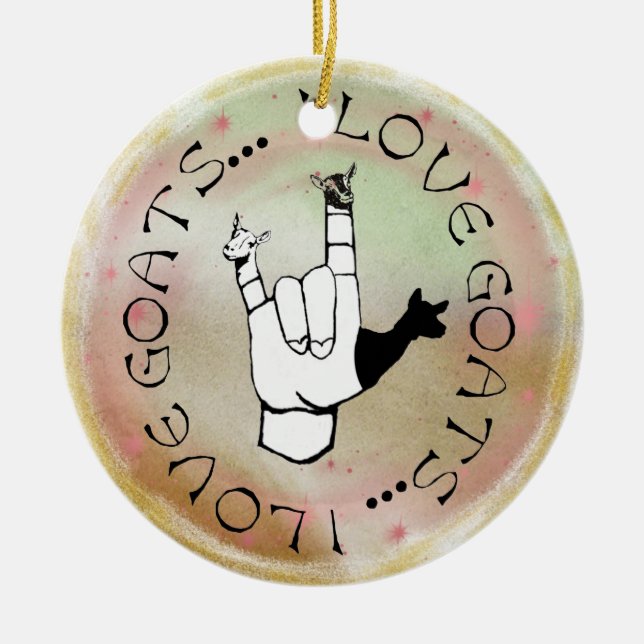 ASL SIGN I LIEBE GOATS CHRISTMAS ORNAMENT (Vorne)