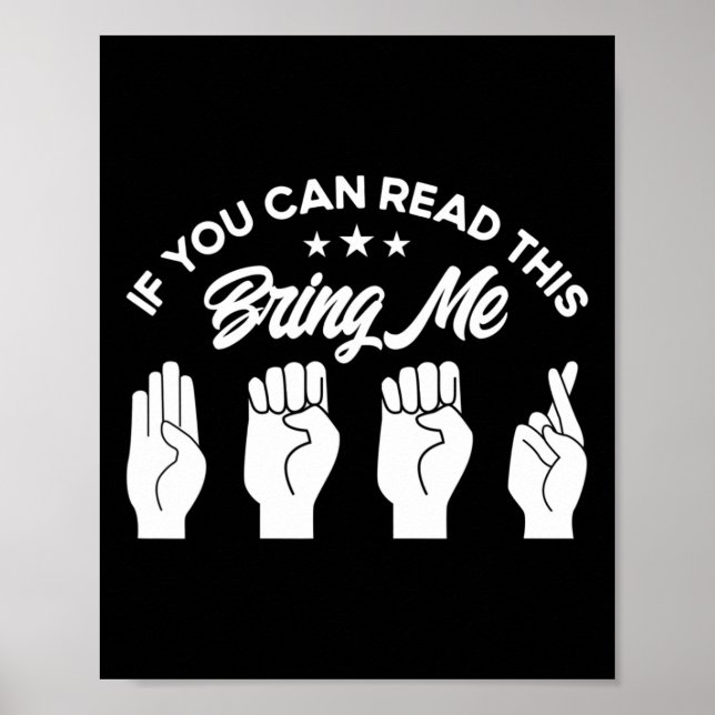 Asl Sign Language Bring Me Beer Deaf  Poster (Vorne)