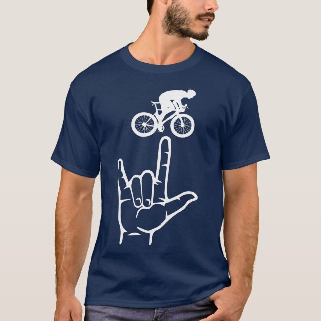 ASL Sign Language Cycling Sport I Liebe Hand T-Shirt (Vorderseite)