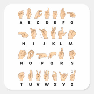 ASL Sign Language Hand Alphabet Lehrer Quadratischer Aufkleber