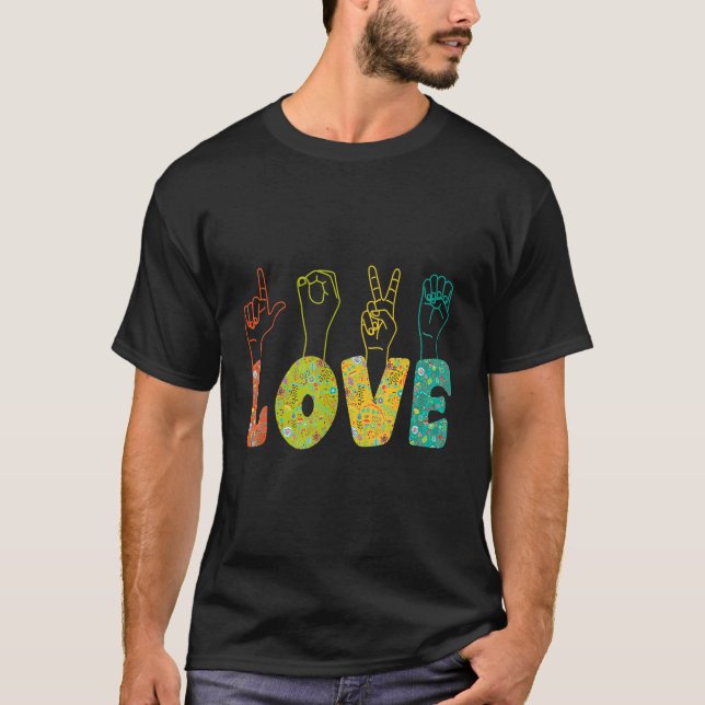 ASL Sign Language I Loves You American Sign Langua T-Shirt (Vorderseite)