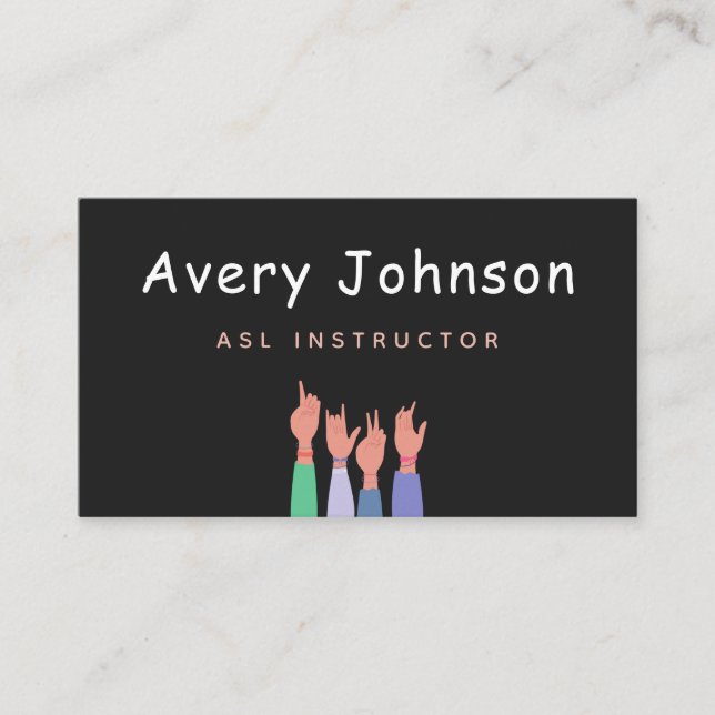 ASL Sign Language Instructor Einfach Minimalistisc Visitenkarte (Vorderseite)