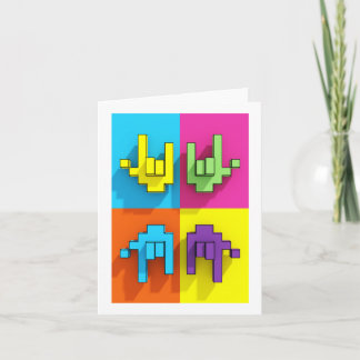 ASL Sign Language Pixel Liebe Pop Grußkarte Karte