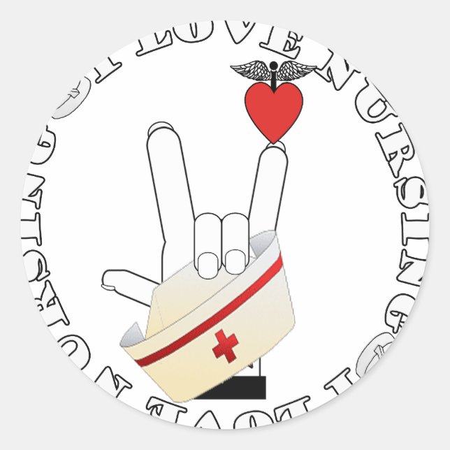 ASL SIGN SPRACHE I LIEBE NURSING HOLP RUNDER AUFKLEBER (Vorderseite)