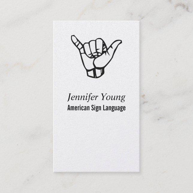 ASL, Signing Language Business Card Visitenkarte (Vorderseite)