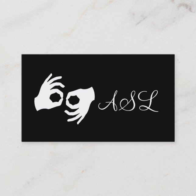 ASL, Signsprache, Übersetzer, Visitenkarte (Vorderseite)