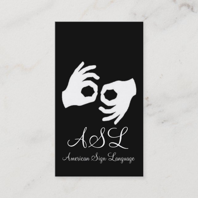 ASL, Signsprache, Übersetzer, Visitenkarte (Vorderseite)