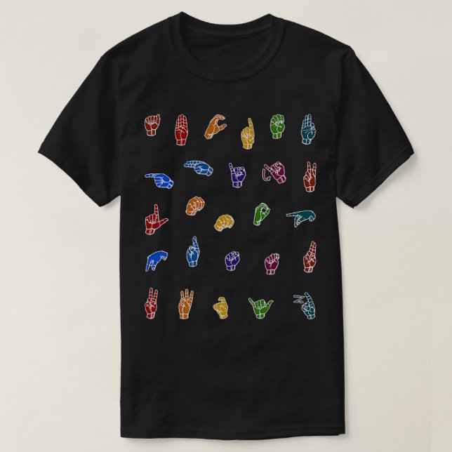 ASL Stickers ABCs Individuelle ASL Alphabet Letter T-Shirt (Design vorne)