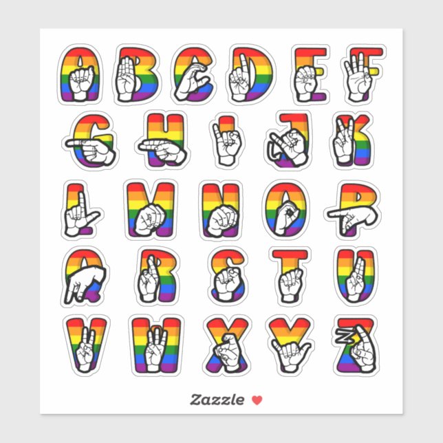 ASL-Stolz-Alphabet Aufkleber (Blatt)
