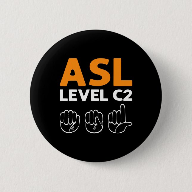 ASL - Stufe C2. ASL Awareness Hand Sign Language D Button (Vorderseite)
