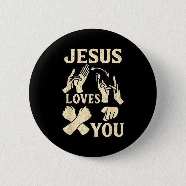 Asl Teacher American Sign Language Christian Jesus Button (Vorderseite)