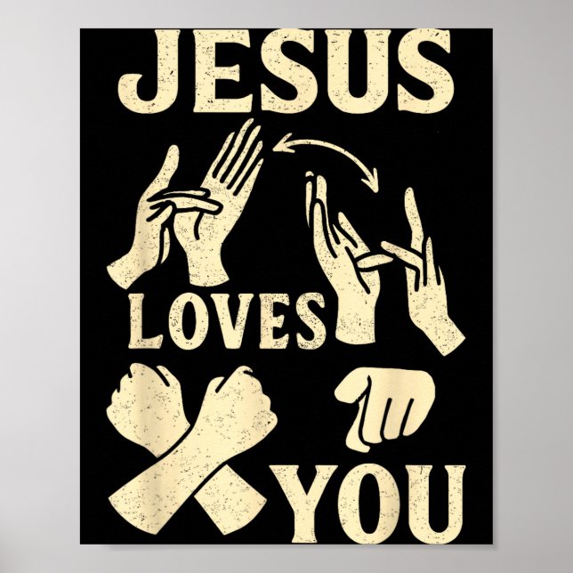 Asl Teacher American Sign Language Christian Jesus Poster (Vorne)
