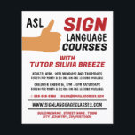 ASL Thumbs-up Gesture Sign Language Course Advert Flyer<br><div class="desc">ASL Thumbs-up Gesture Sign Language Course Advertising Flyer durch den Business Card Store.</div>