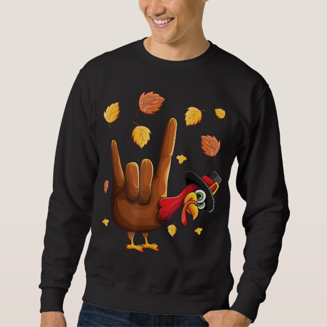ASL Tukey American Sign Language I Liebe Danke Sweatshirt (Vorderseite)