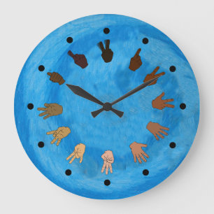 Asl-Uhr-Blau Große Wanduhr