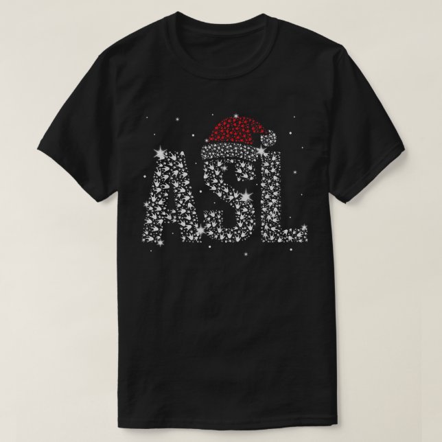 ASL Weihnachtsmannmütze American Sign Language Chr T-Shirt (Design vorne)