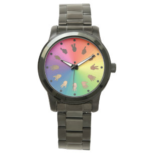 Asl-Zahl-Farbrad-Uhr (winzige Segmente) Armbanduhr