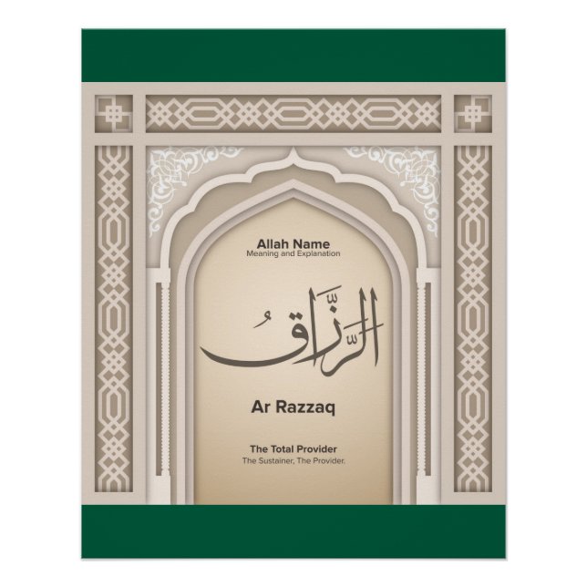 Asma’ul Husna-Ar  Razzaq-Der Vollständige Versorge Poster (Vorderseite)