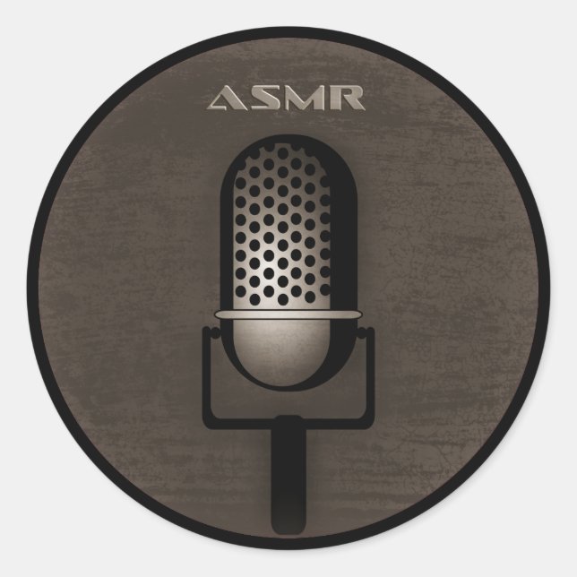 ASMR Retro Mikrofon Runder Aufkleber (Vorderseite)