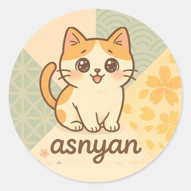 Asnyan | Sakura Cat Sticker – Cute Japanese Style (Vorderseite)