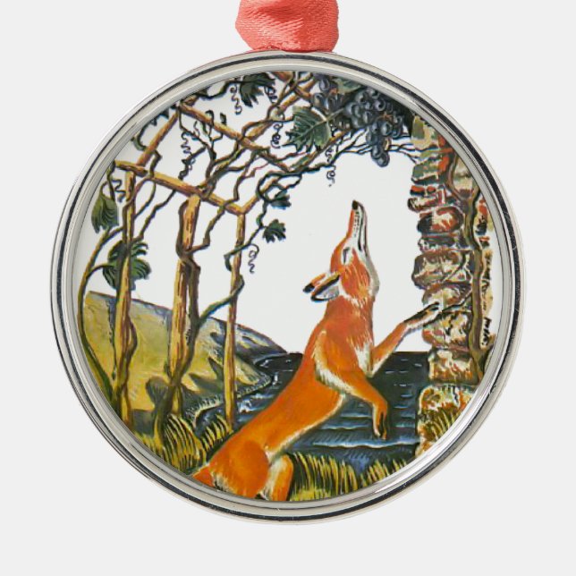 Äsops Fabeln, der Fuchs und die Trauben Ornament Aus Metall (Vorne)