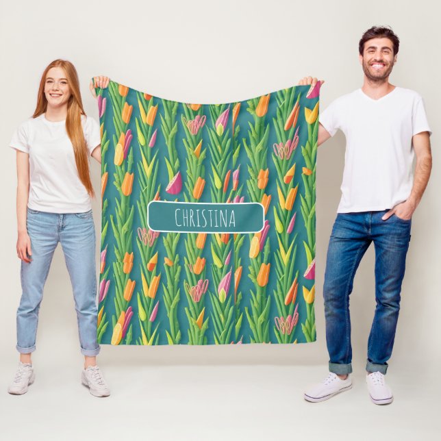Asparagus Geometric Personalisiertes Muster Fleecedecke (Beispiel)