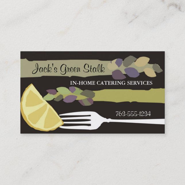 Asparagus lemon fork chef catering business cards visitenkarte (Vorderseite)