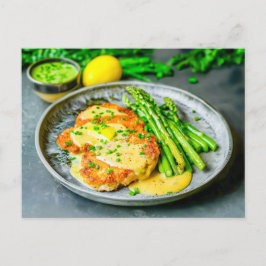 Asparagus mit Schnitzel und Sauce Feiertagspostkarte