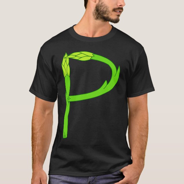 Asparagus Pee Letter P Visual Pun Vegetable Humor T-Shirt (Vorderseite)