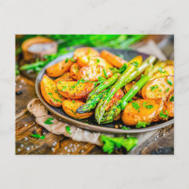 Asparagus Quiche mit Käse und Kräutern Feiertagspostkarte