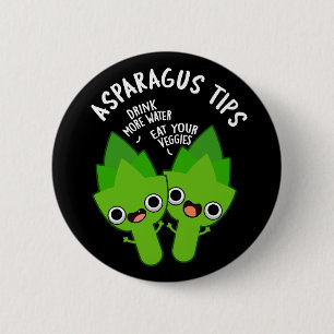 Asparagus Tipps Funny Veggie Pun Dark BG Button