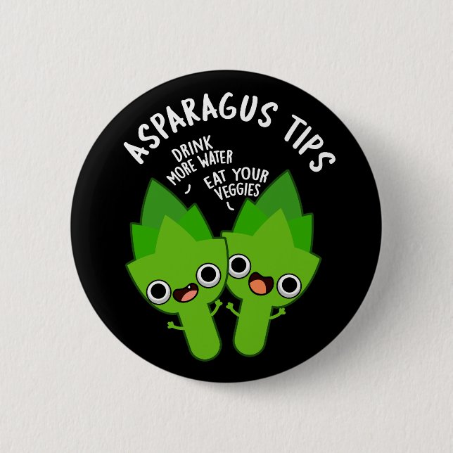 Asparagus Tipps Funny Veggie Pun Dark BG Button (Vorderseite)