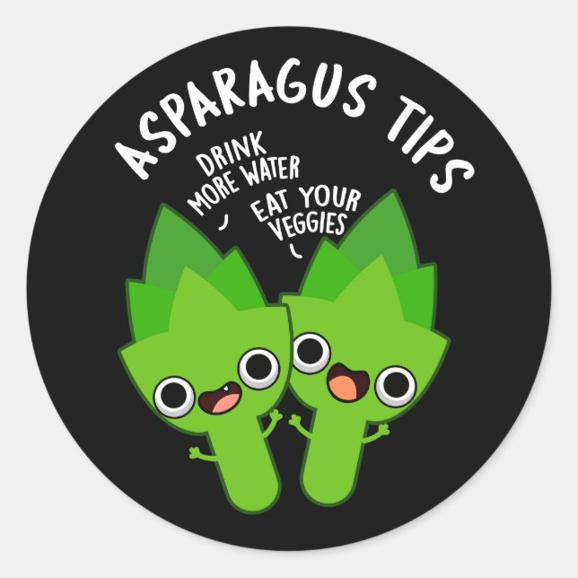 Asparagus Tips Funny Veggie Pun Dark BG Runder Aufkleber (Vorderseite)