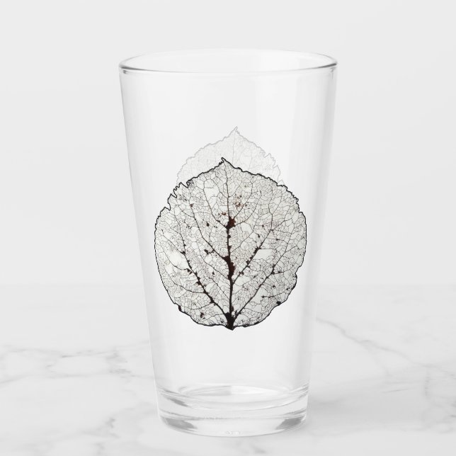 Aspen-Blatt-Skelett 1 Glas (Vorderseite)