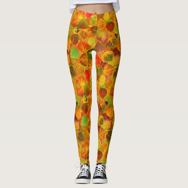 Aspen Blätter Collage Solid Medley Seamless 1 Leggings (Vorderseite)
