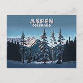 Aspen Colorado Bäume Schnee Berge Retro Postkarte