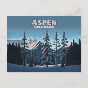 Aspen Colorado Bäume Schnee Berge Retro Postkarte