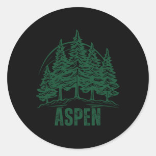 Aspen Colorado Berge Skifahren Kiefer Outdoor USA Runder Aufkleber