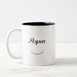 Aspen Colorado Black Schriftart Zweifarbige Tasse