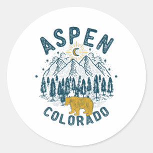 Aspen Colorado Co Berg Skifahren Vintage Aspen Sk Runder Aufkleber