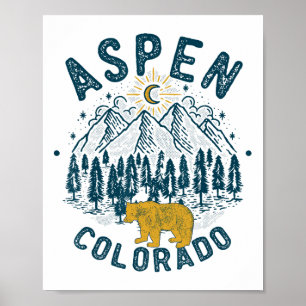 Aspen Colorado Co Bergskifahren Vintage Aspen Sk Poster