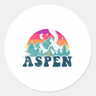 Aspen Colorado Co Mountain Skifahren Vintage 80er Runder Aufkleber